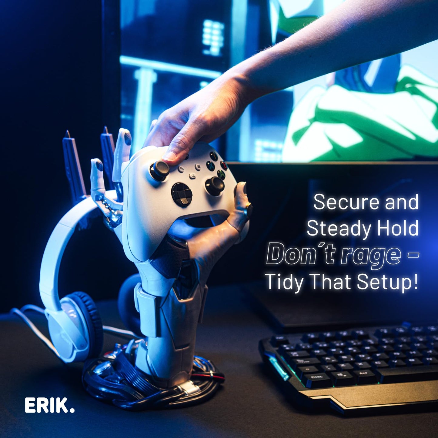 Grupo Erik Cyberpunk Gaming Controller Holder | Headset Stand | 6.3 x 7.9 x 10.8 in | Perfect for Gamer Gifts