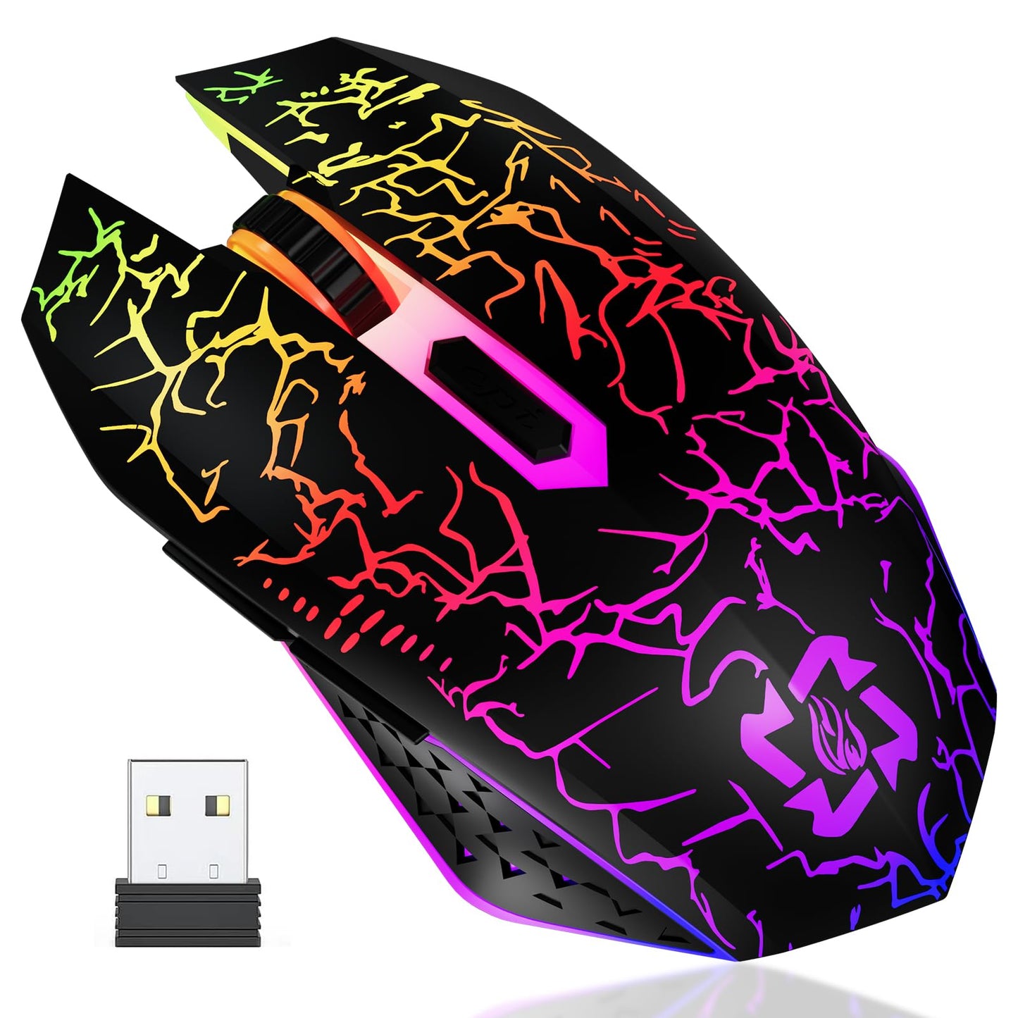 MELOGAGA Bluetooth Wireless Gaming Mouse  2.4G Cordless RGB Rechargeable PC Game Mouse  Black