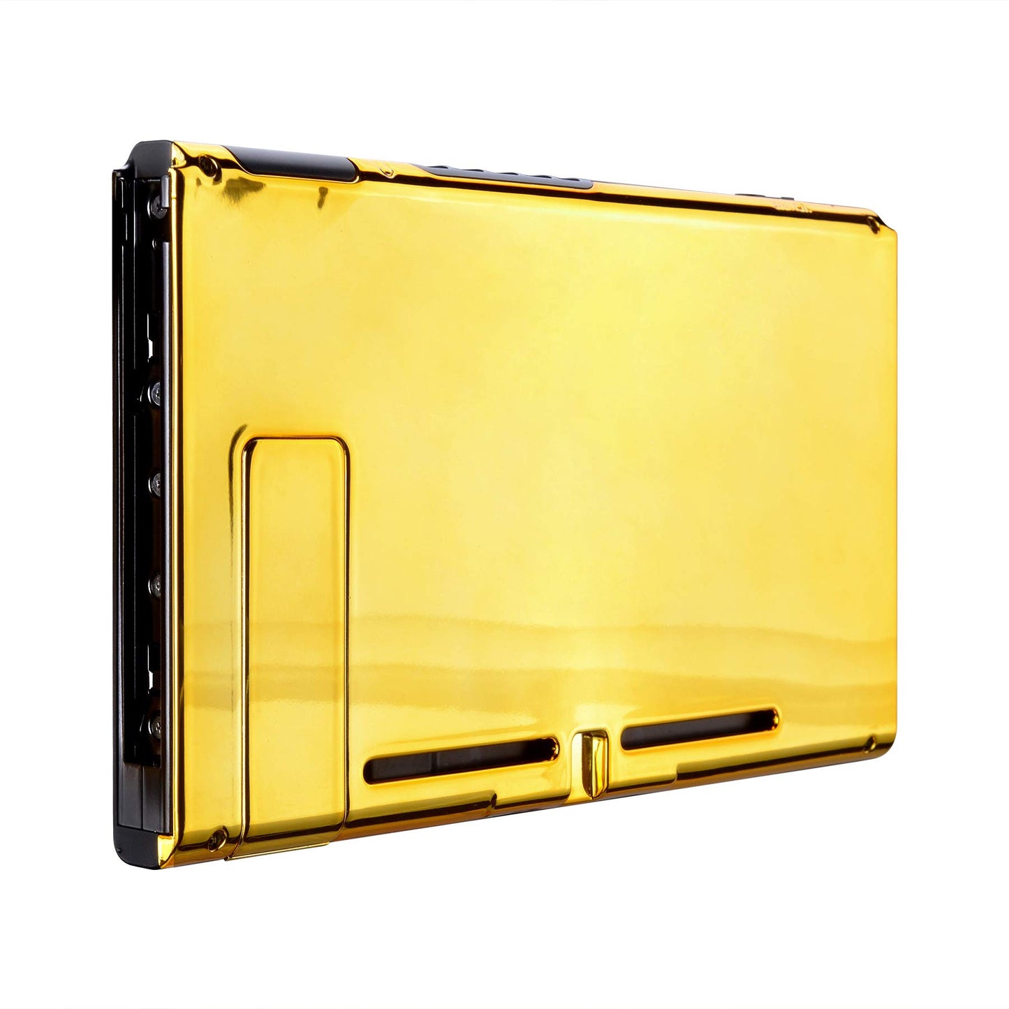 eXtremeRate Chrome Gold Console Back Plate DIY Replacement Housing Shell Case for Nintendo Switch Console with Kickstand - JoyCon Shell NOT Included
