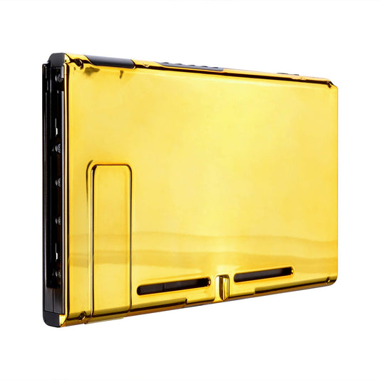 eXtremeRate Chrome Gold Console Back Plate DIY Replacement Housing Shell Case for Nintendo Switch Console with Kickstand - JoyCon Shell NOT Included