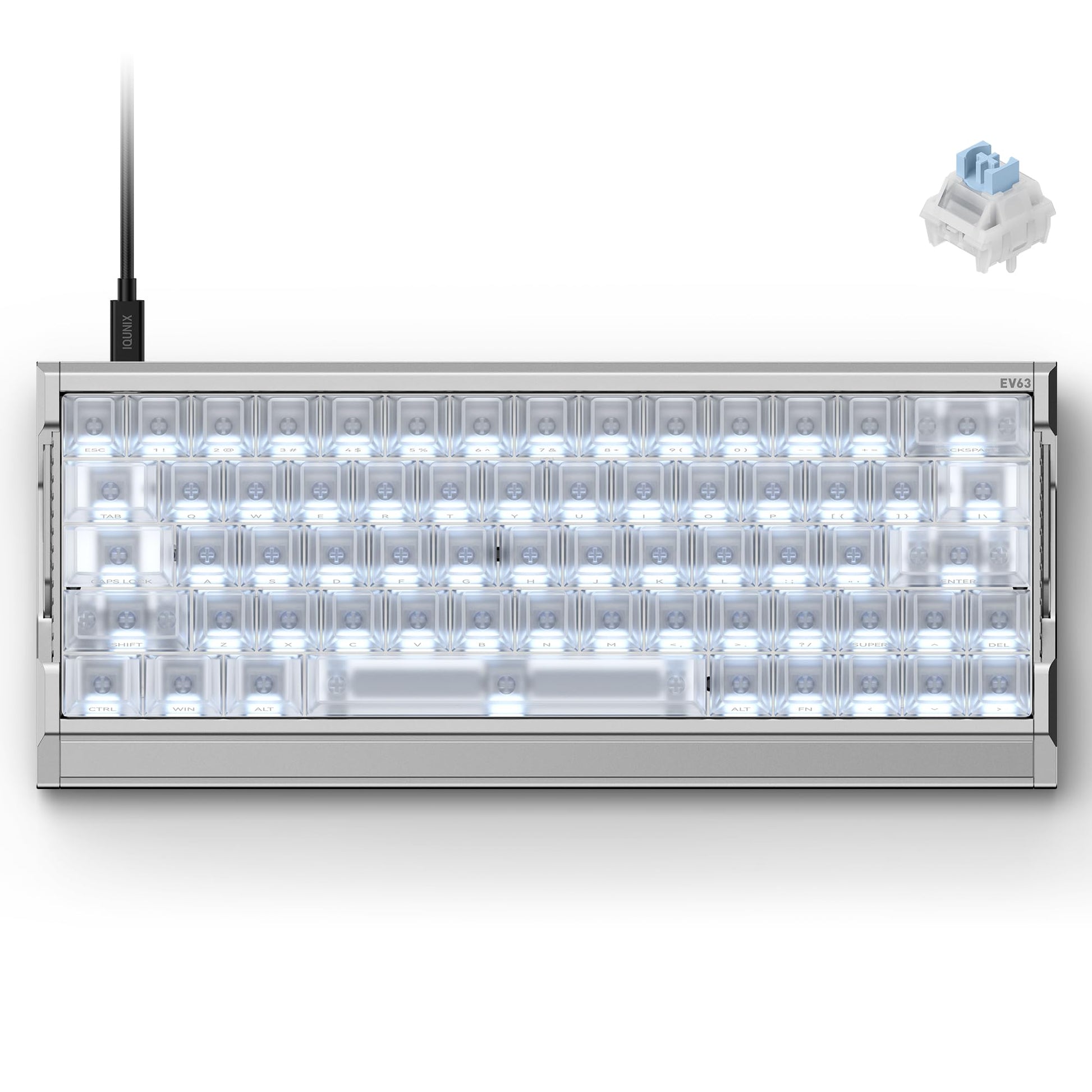 IQUNIX EV63 Hall Effect Gaming Keyboard 60% | Magnetic X Ultra Switch  0.01mm Rapid Trigger  0.125ms Latency  8kHz Polling  Adjustable Actuation  CNC Aluminum for FPS(Silver Knight)