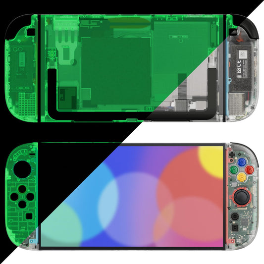 eXtremeRate DIY Replacement Shell Buttons for Nintendo Switch 2  Custom Console Rear Back Plate + Faceplate with Decorative Strips Direction Keys for Joycon 2 - Essence Version - Glow in Dark - Green
