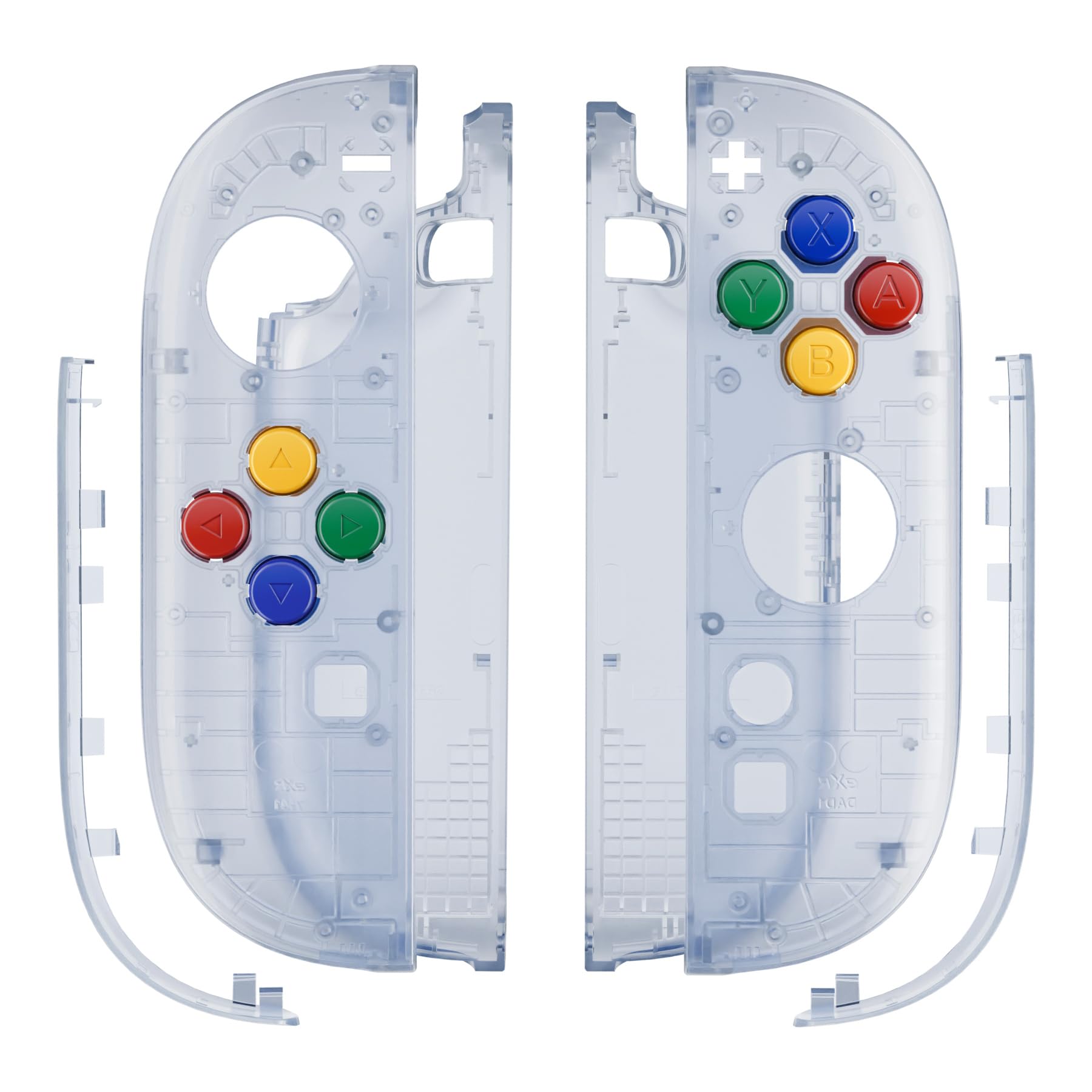 eXtremeRate DIY Replacement Shell Buttons for Joycon 2  Housing Faceplate Case + Decorative Strips + ABXY Direction Keys + Tools for Nintendo Switch 2 Controller - Essence Version - Clear Glacier Blue