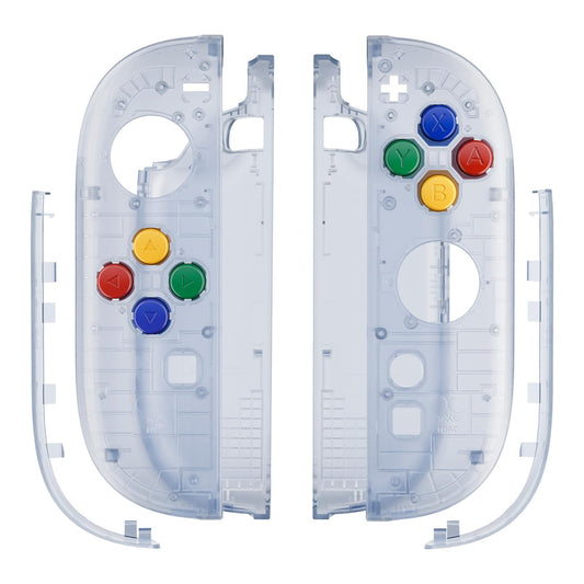 eXtremeRate DIY Replacement Shell Buttons for Joycon 2  Housing Faceplate Case + Decorative Strips + ABXY Direction Keys + Tools for Nintendo Switch 2 Controller - Essence Version - Clear Glacier Blue