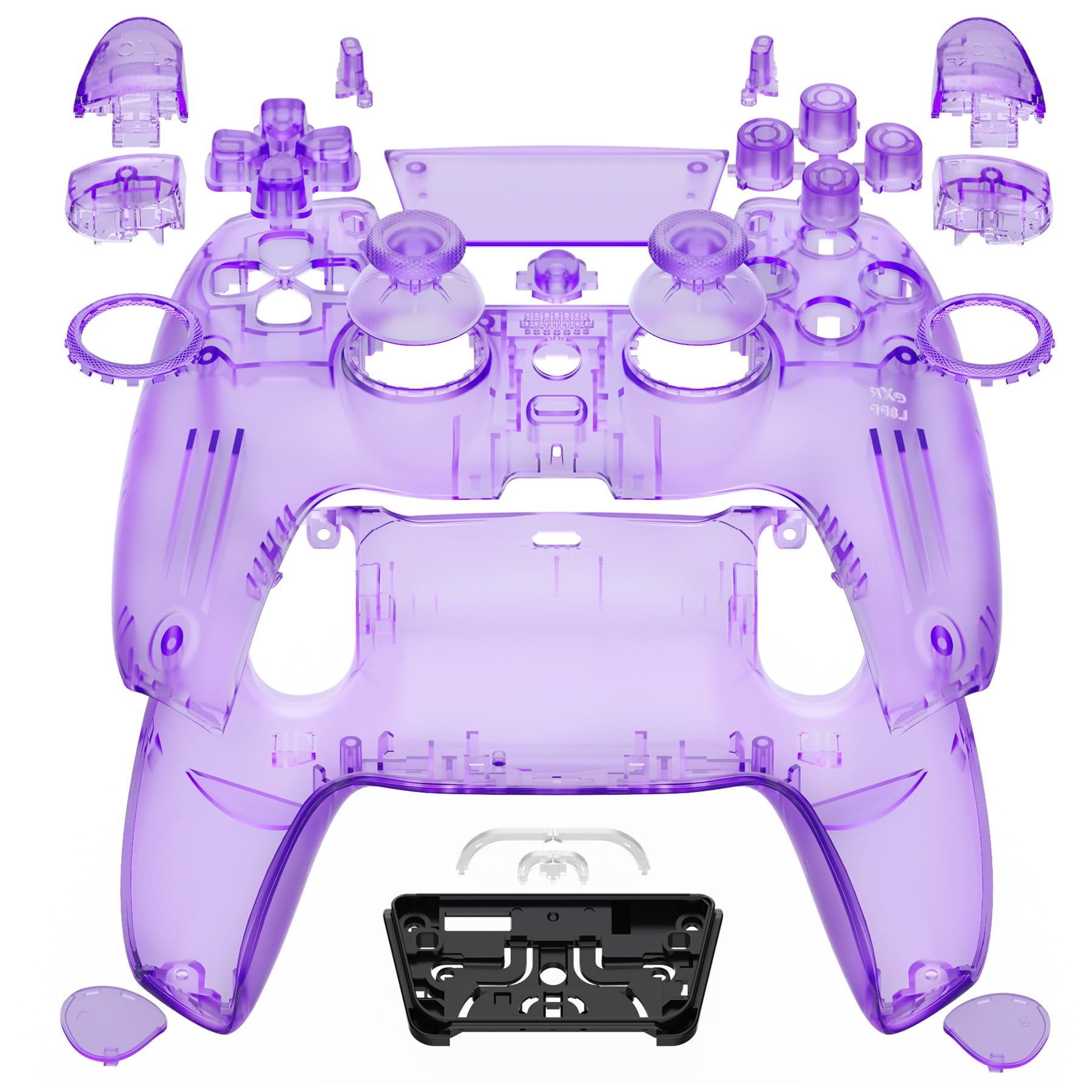 eXtremeRate PS5 Controller Shell Set - Clear Atomic Purple, Touchpad Cover, Model KQXPFM002