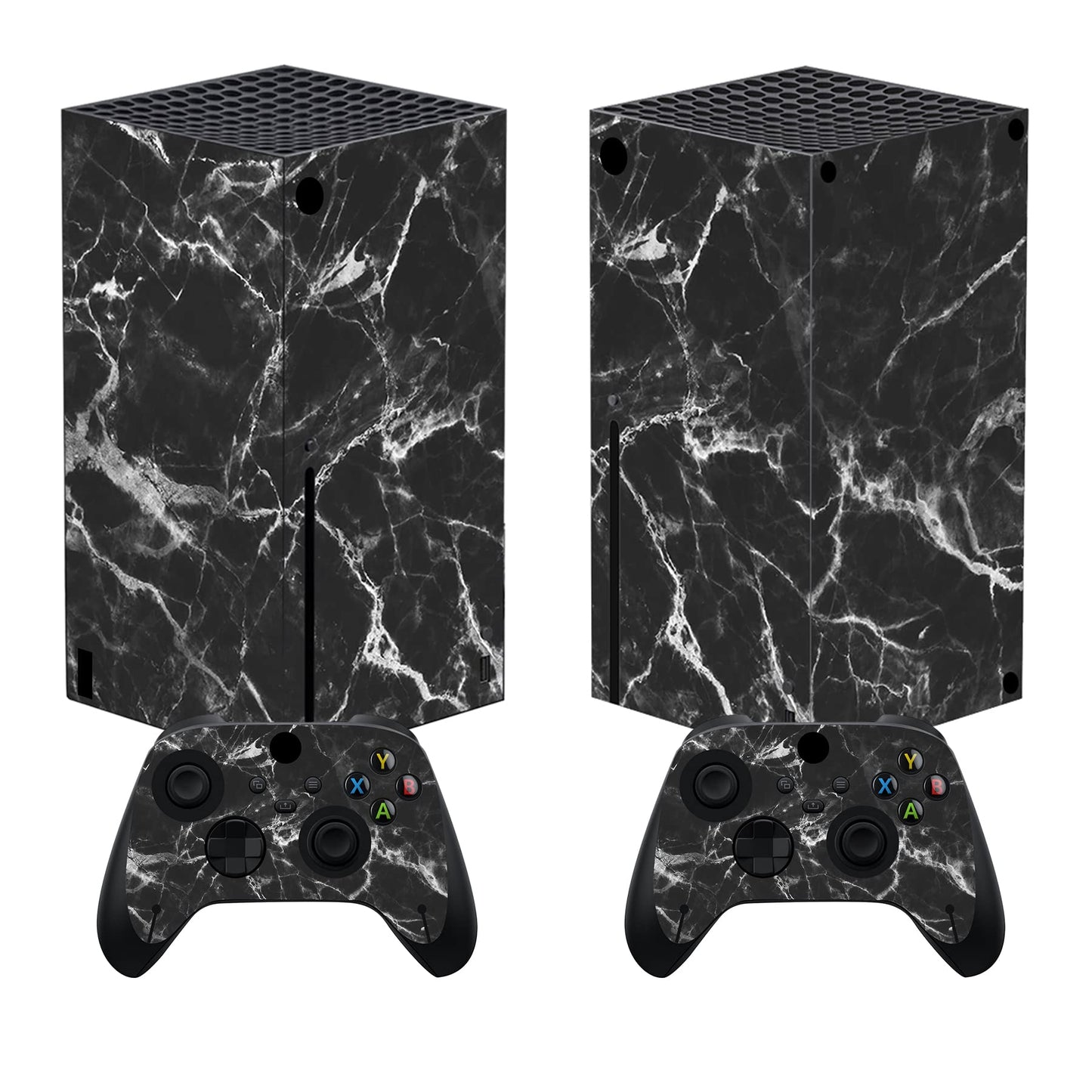 PlayVital Black White Marble Effect Custom Vinyl Skins for Xbox Core Wireless Controller  Wrap Decal Cover Stickers for Xbox Series X Console Controller
