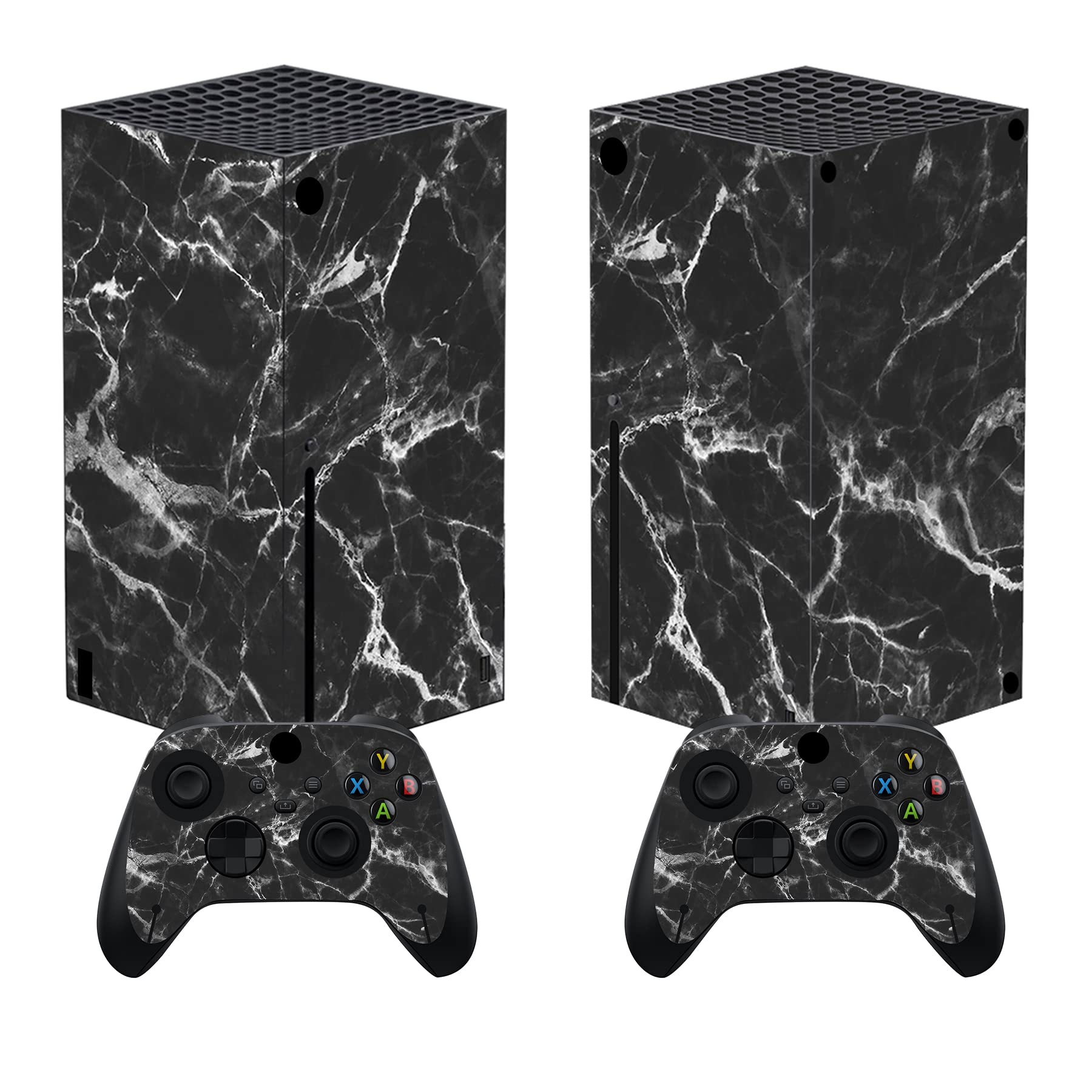 PlayVital Black White Marble Effect Custom Vinyl Skins for Xbox Core Wireless Controller  Wrap Decal Cover Stickers for Xbox Series X Console Controller