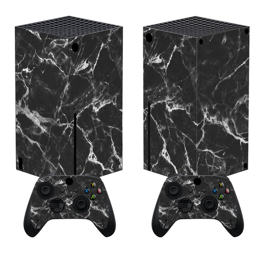 PlayVital Black White Marble Effect Custom Vinyl Skins for Xbox Core Wireless Controller  Wrap Decal Cover Stickers for Xbox Series X Console Controller