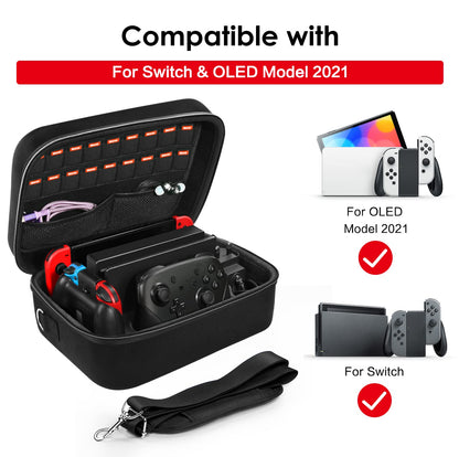 ivoler Nintendo Switch Carrying Case, Portable Hard Bag for Switch OLED, Soft Lining, Black, 11.2*4*0.9 inch, Includes 18 Games
