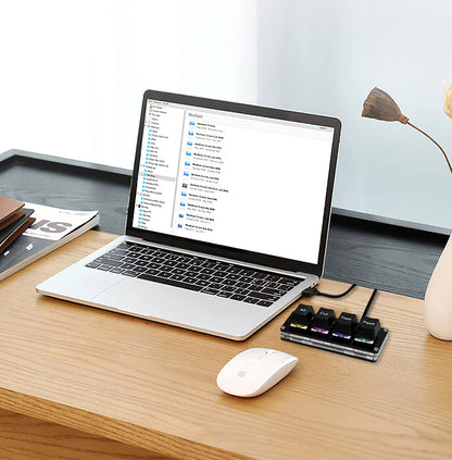 BTXETUEL Mini RGB Macro Pad - 4-Key One-Handed Mechanical Keyboard for Cut/Copy/Paste, White