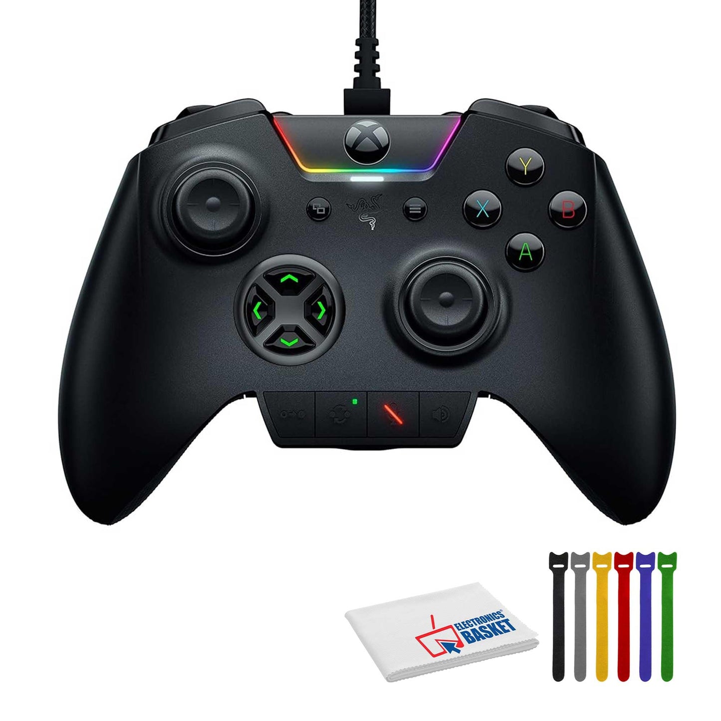 Razer Wolverine Ultimate Xbox One Controller with 6 Remappable Buttons and Triggers  Interchangeable Thumbsticks and D-Pad Bundle Including: Cable Ties  Fiber Cloth