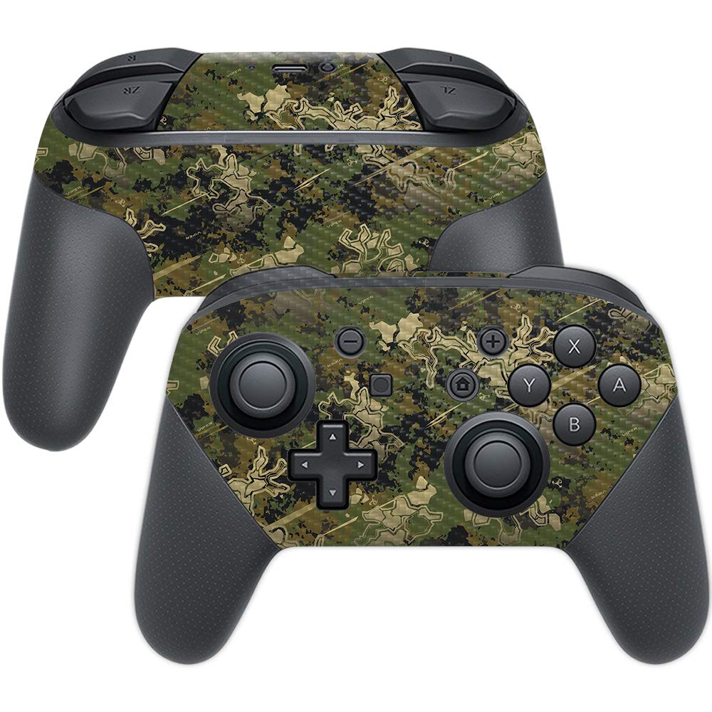 MightySkins Carbon Fiber Skin for Nintendo Switch Pro Controller - Viper Woodland | Protective  Durable Textured Carbon Fiber Finish | Easy to Apply  Remove  and Change Styles | Made in The USA