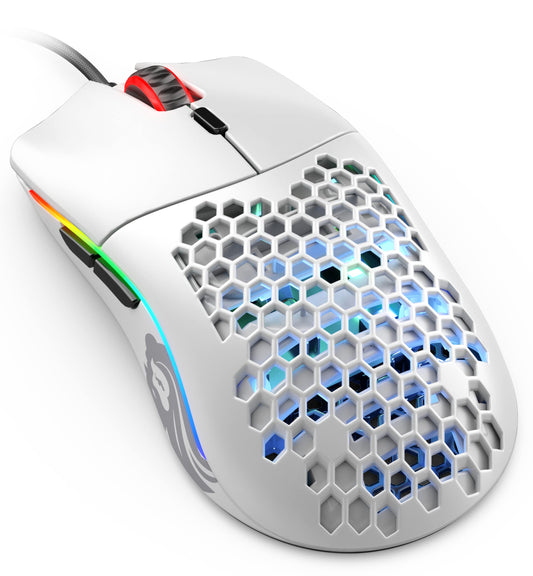 Glorious Model O- (Minus) Compact Wired Gaming Mouse - 58g Superlight Honeycomb Design  RGB  Pixart 3360 Sensor  Ambidextrous  Omron Switches - Matte White