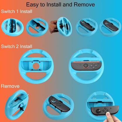 Lyvix Steering Wheel for Nintendo Switch - Ergonomic Racing Wheel, Quick Release, Orange Blue