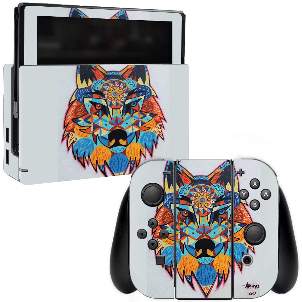 MightySkins Skin Compatible with Nintendo Switch - Patterned Wolf | Protective, Durable, and Unique Vinyl Decal wrap Cover | Eas