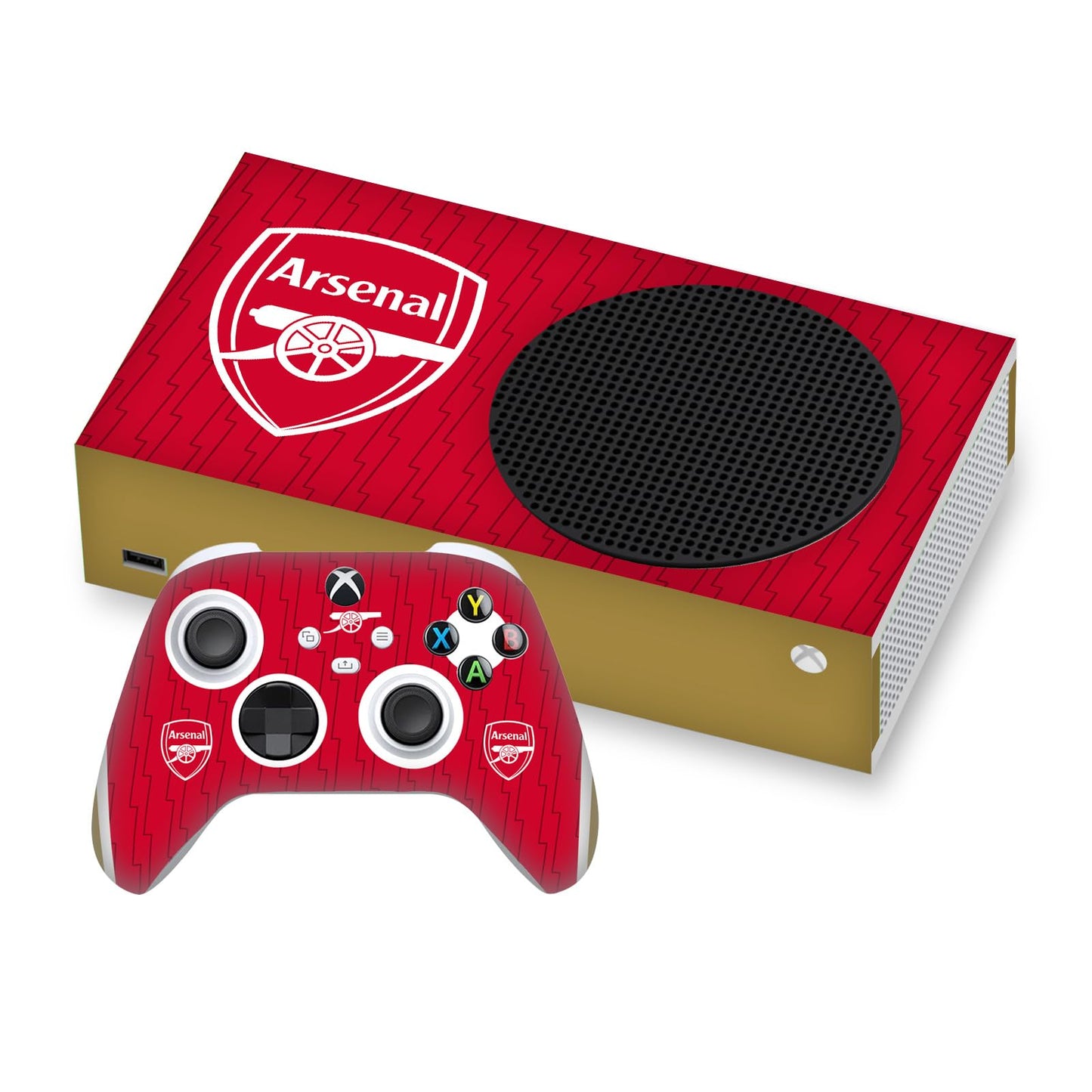 Head Case Designs Officially Licensed Arsenal FC Home 2023/24 Crest Kit Vinyl Sticker Gaming Skin Decal Cover Compatible With Xbox Series S Console and Controller Bundle