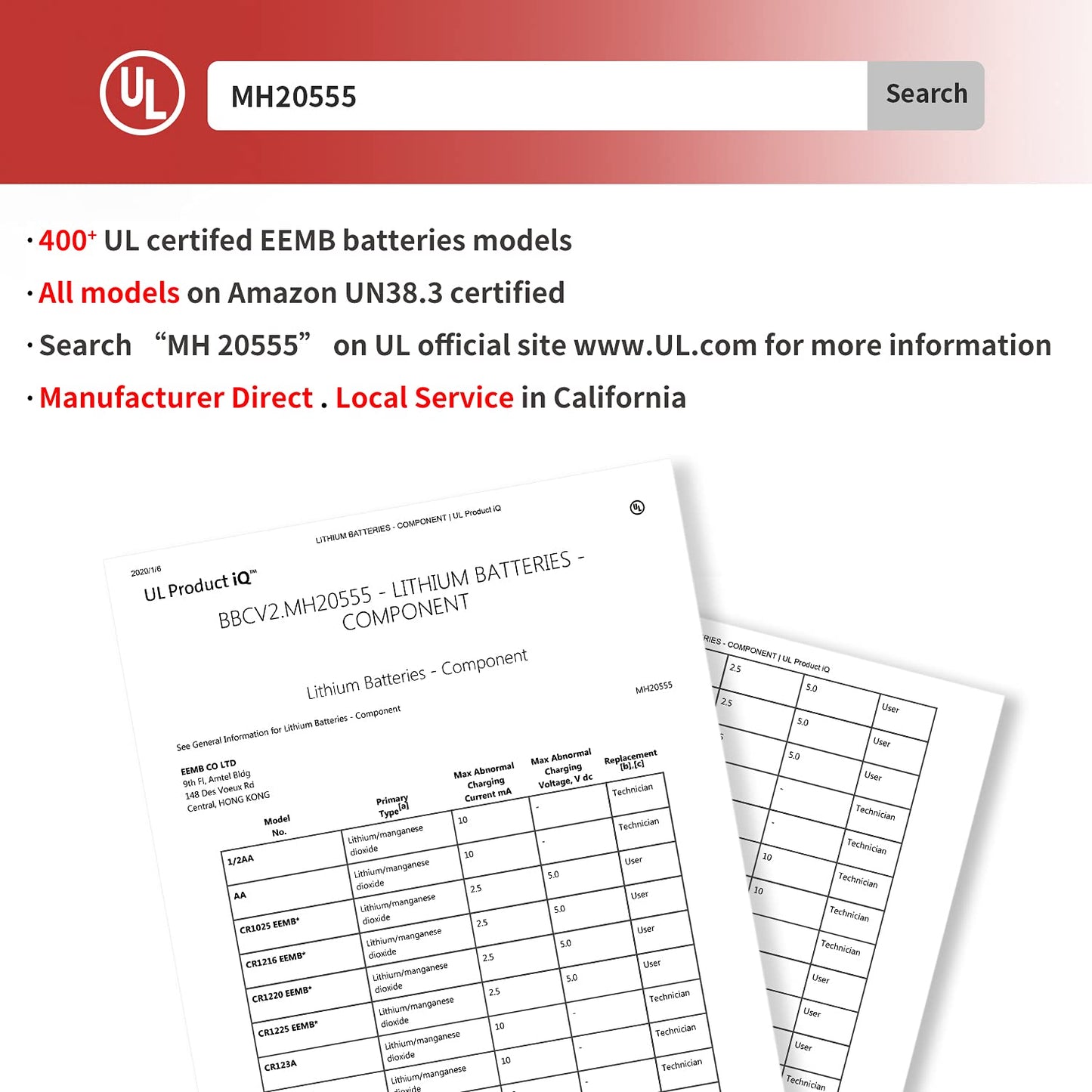 EEMB CR1616 10PACK Lithium Batteries with Solder Tabs for Gameboy Advance SP - 3V, Model CR1616-LBY2