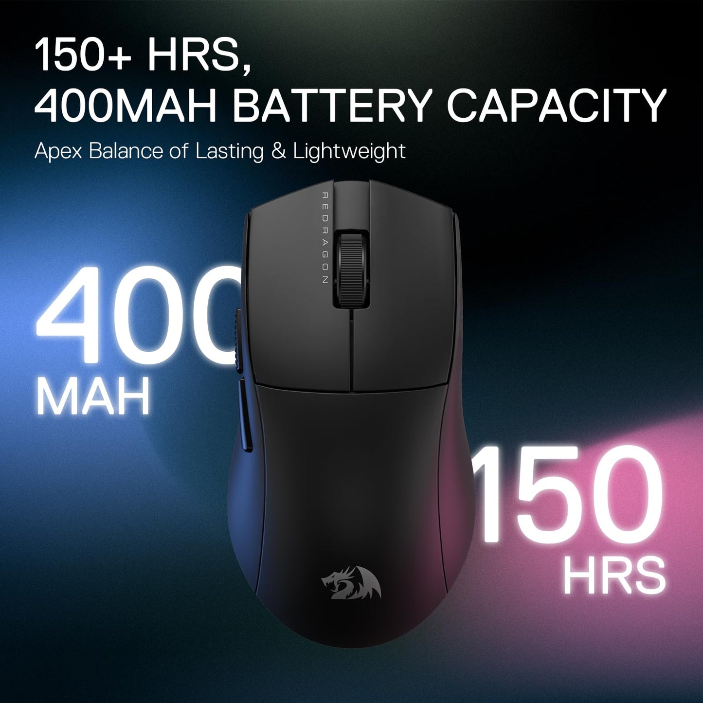Redragon M916 PRO Wireless Gaming Mouse - 26K DPI, Ultra-Light, Ergonomic Grip, Full Programmable Buttons, Black