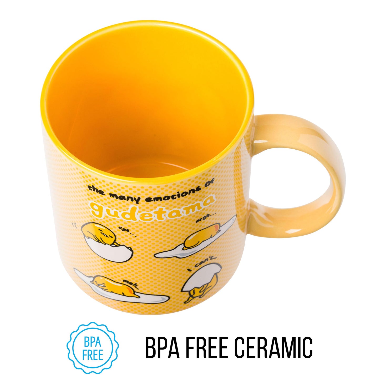 Silver Buffalo Ceramic Mug - Gudetama Many Emotions - 20 Ounces - Model GUD20334