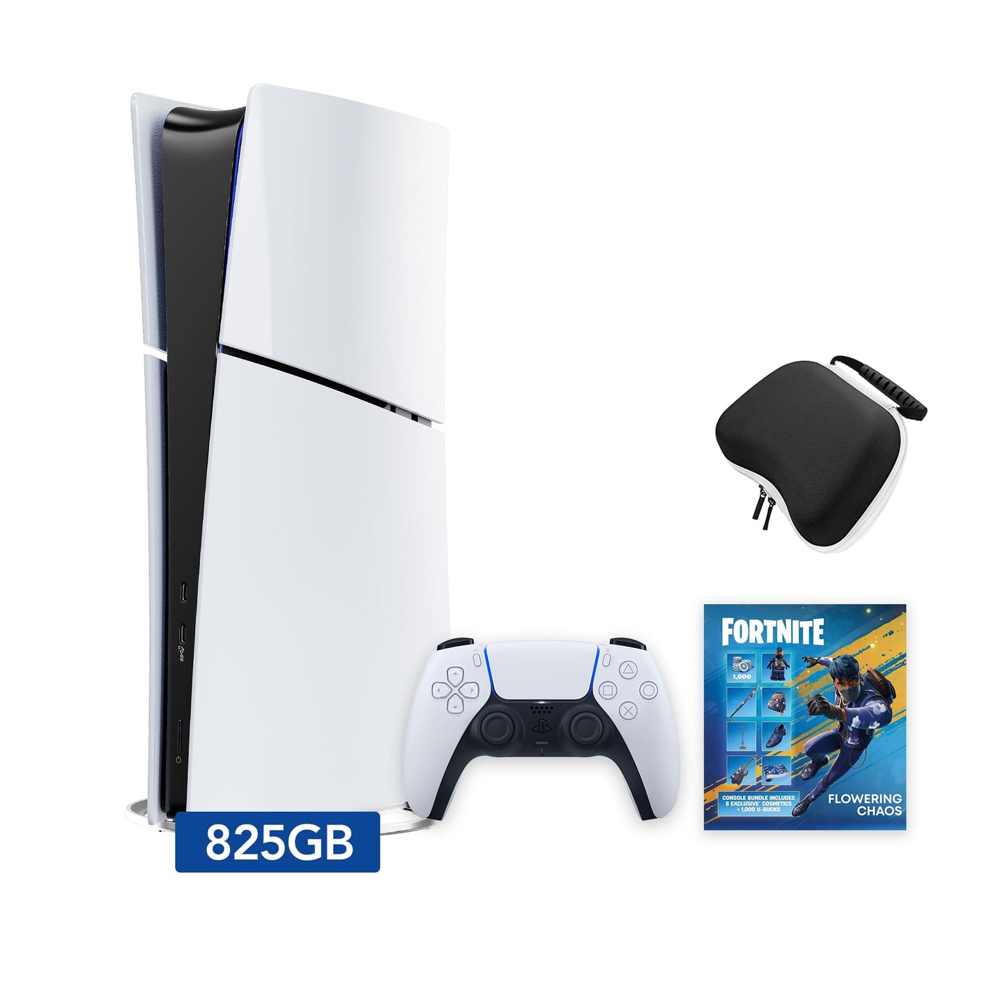 PlayStation 5 Slim Digital Edition Fortnite Flowering Chaos Bundle and Mytrix Controller Case - White  Slim PS5 825GB PCIe SSD Gaming Console