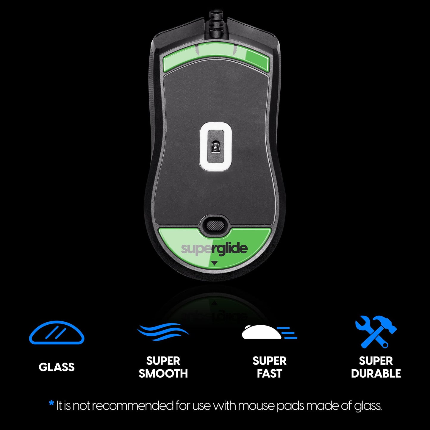 Pulsar Gaming Gears Superglide1 Mouse Feet for Razer Viper 8K - Green, Ultra Strong Glass for Smooth & Durable Performance