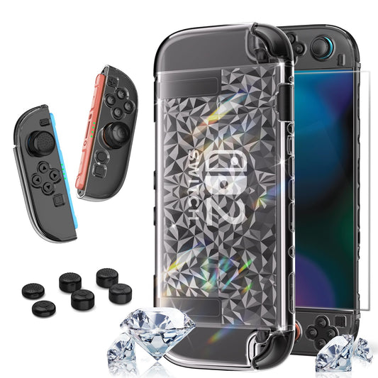 HEYSTOP Switch 2 Case for Nintendo Switch 2 Accessories(2025)  Protective Case with Screen Protector  Switch 2 Transparent Cover with Protective Film and Grip Cover AntiScratch and Shock Absorption