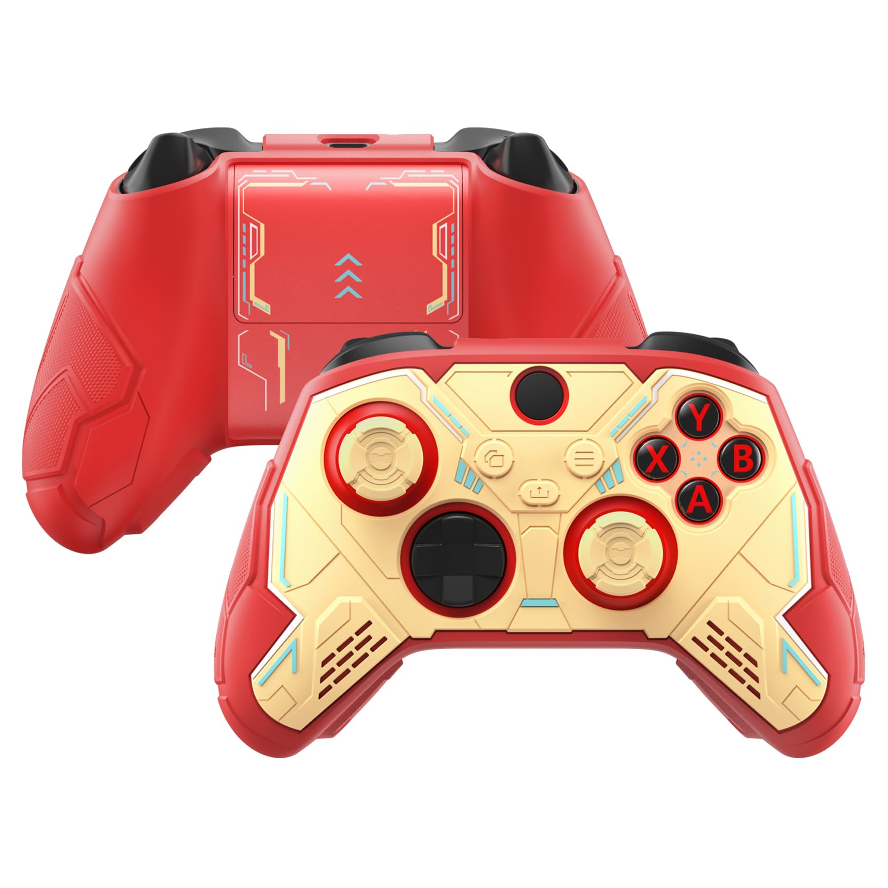 playvital Stellar Mecha Silicone Cover Skin for Xbox Series X/S Controller  Anti-slip Grip Protector with Thumb Grips & Sticker for Xbox Core Wireless Controller - Crimson Red & Iron Yellow