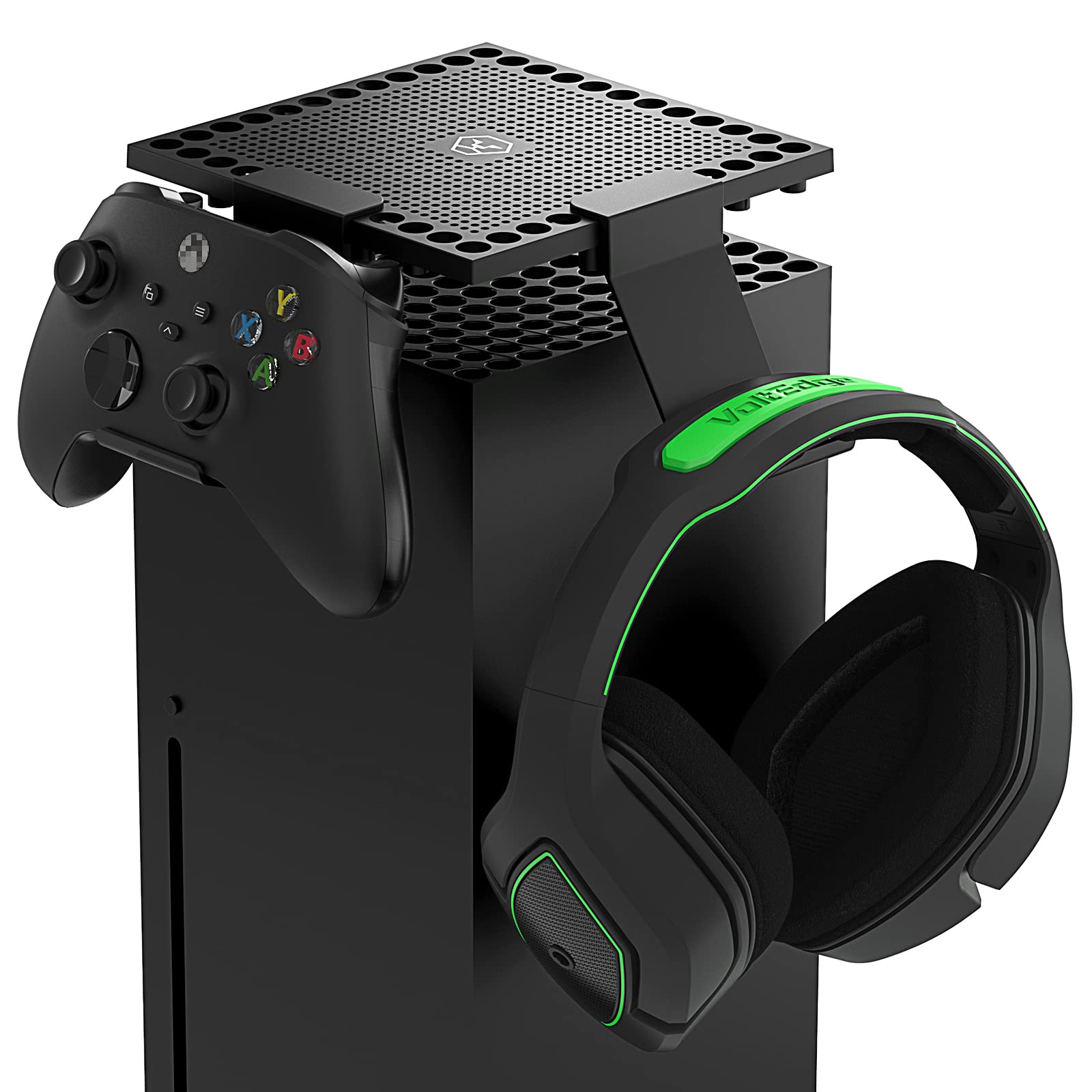 MENEEA Dust Cover Controller Holder for Xbox Series X - Black Stand Mount for Controller & Headsets