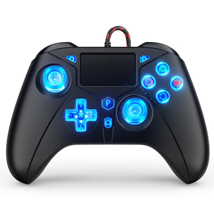 Nonbliep Wired PS5/PS4/PC Controller with Dual Vibration, 6-Axis Gyroscope, Turbo Macro, 3.5mm Audio Jack - Black