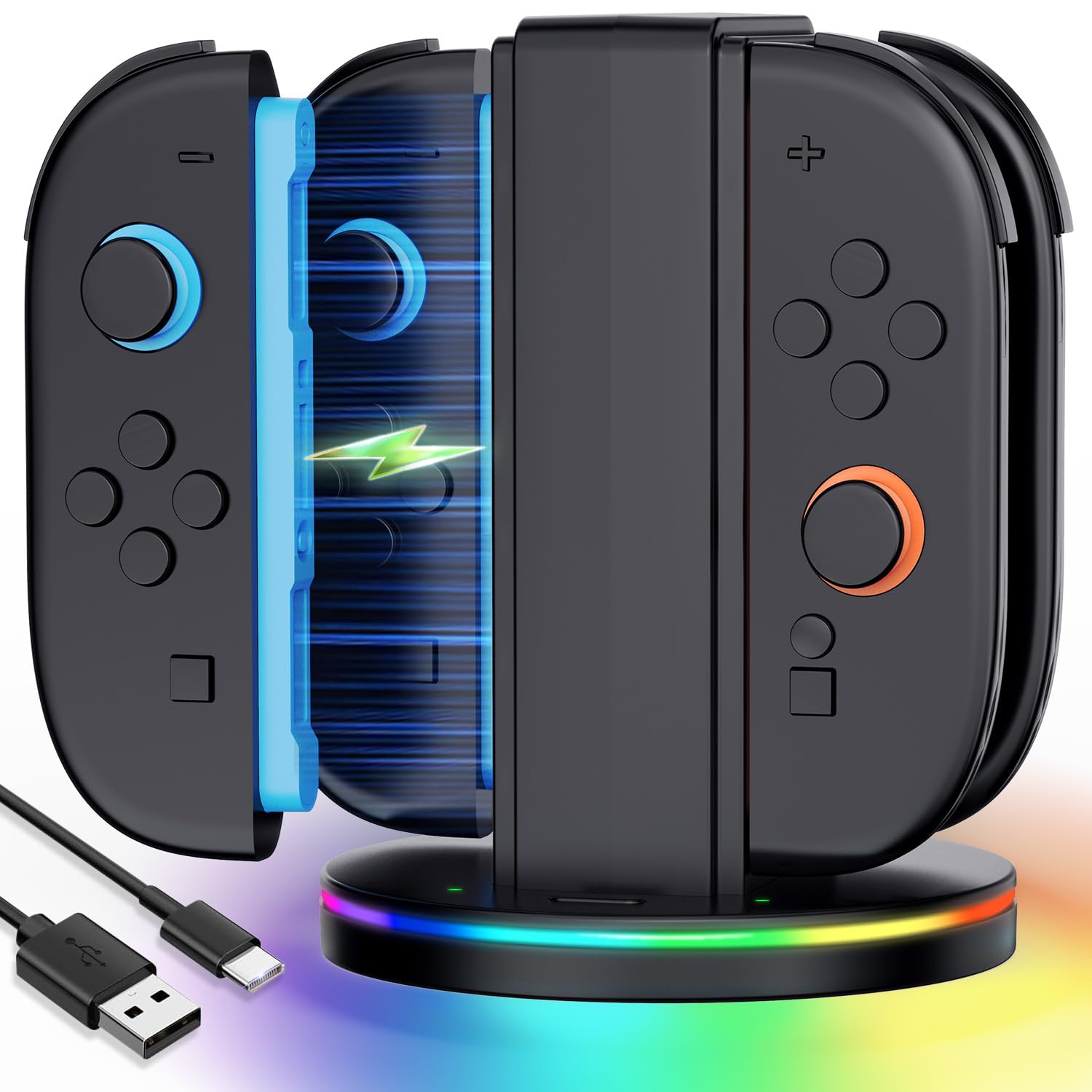JZW-Shop Fast Charging Dock Compatible with Nintendo Switch 2 Joy- con, Space-Saving Magnetic Design Charger, Stable Charging St