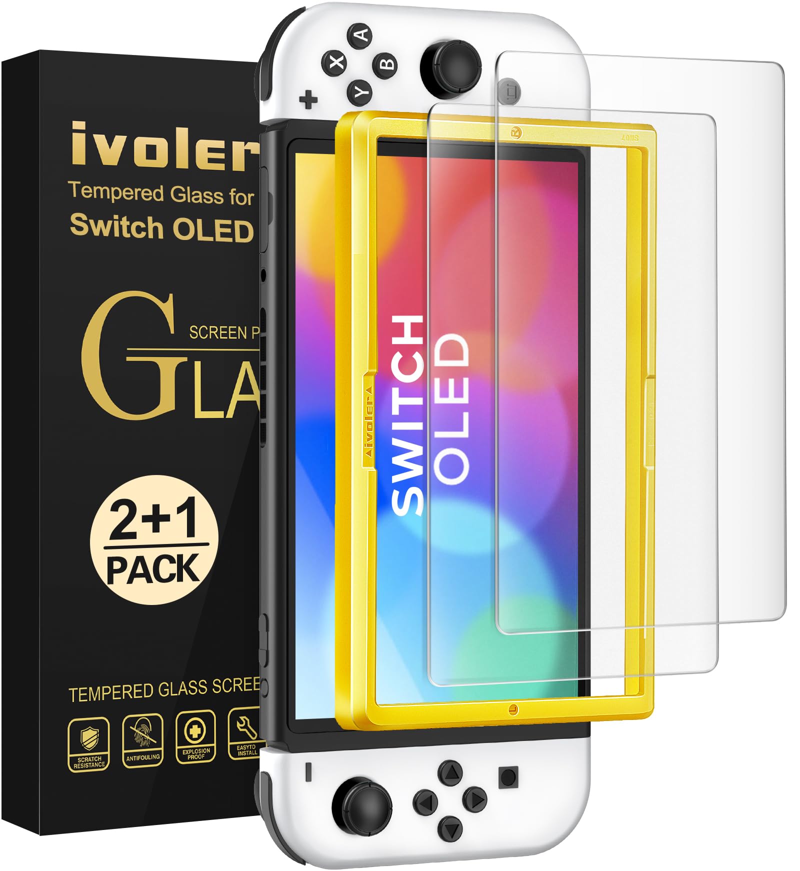ivoler 2-Pack Screen Protector Matte Tempered Glass for Nintendo Switch OLED Model  Matte Anti Glare Protector with [Alignment Frame] Anti-Scratch Full Coverage Guard for Nintendo Switch Model 7