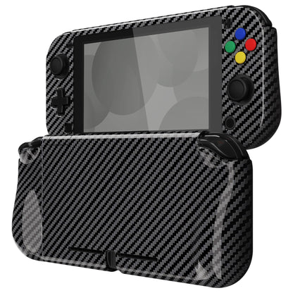 PlayVital ZealProtect Case for Nintendo Switch Lite - Hard Shell, Ergonomic Grip, Screen Protector, Graphite Carbon Fiber