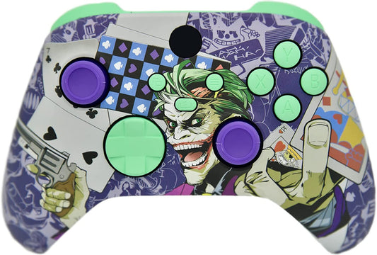 Hand Airbrushed Fade Custom Controller Compatible with Xbox Series X/S & Xbox One (Series X/S Crazy Cards W/Green Mint Inserts)