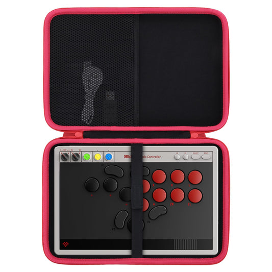 co2CREA Carrying Case Compatible with 8BitDo All-Button Arcade Controller (Black Case + Red Zipper)
