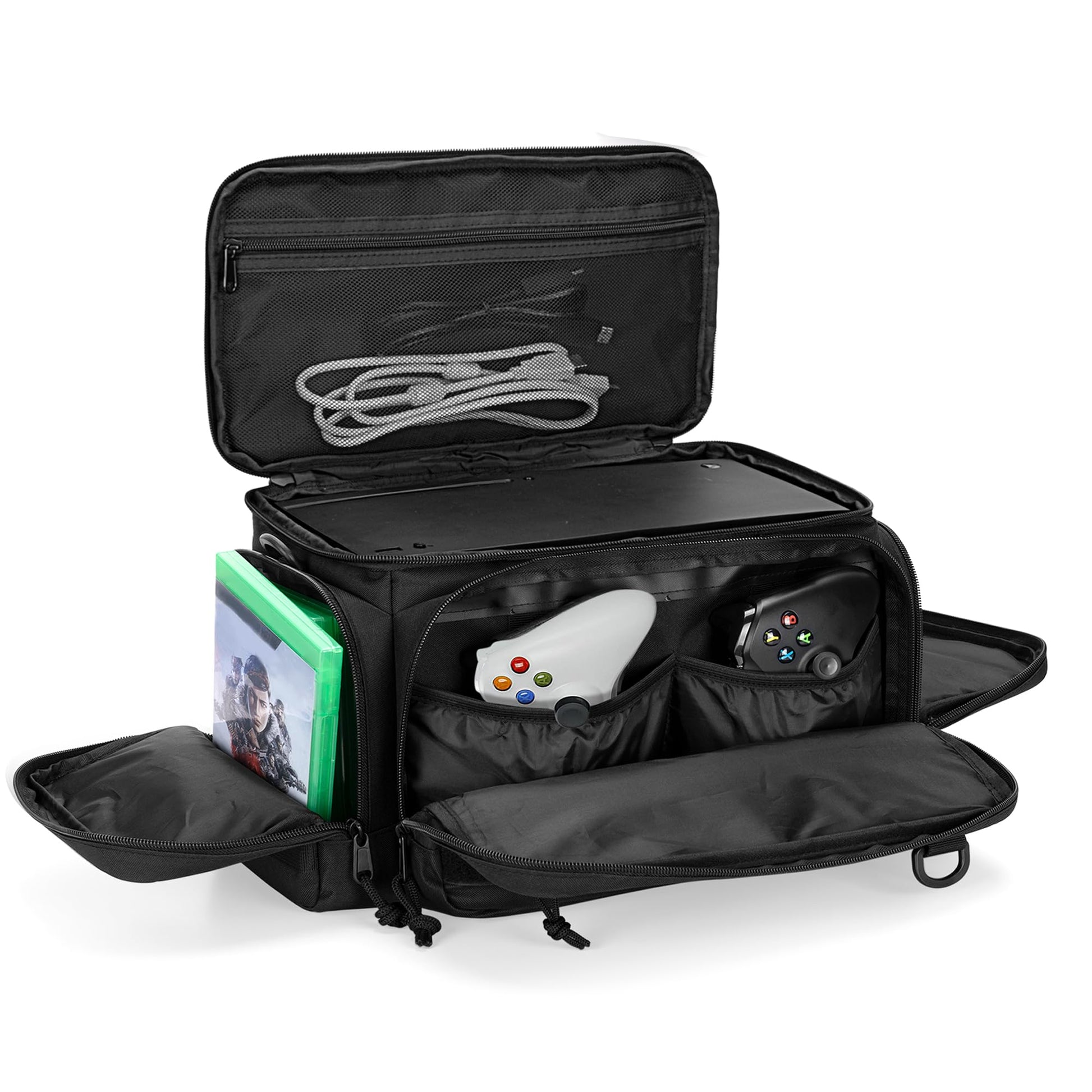 PGmoon Tactical Console Carrying Case Compatible with Xbox Series X  Travel Carry Case Bag with Multi-Pockets for Controllers  Discs & More Accessories (Patent Design)