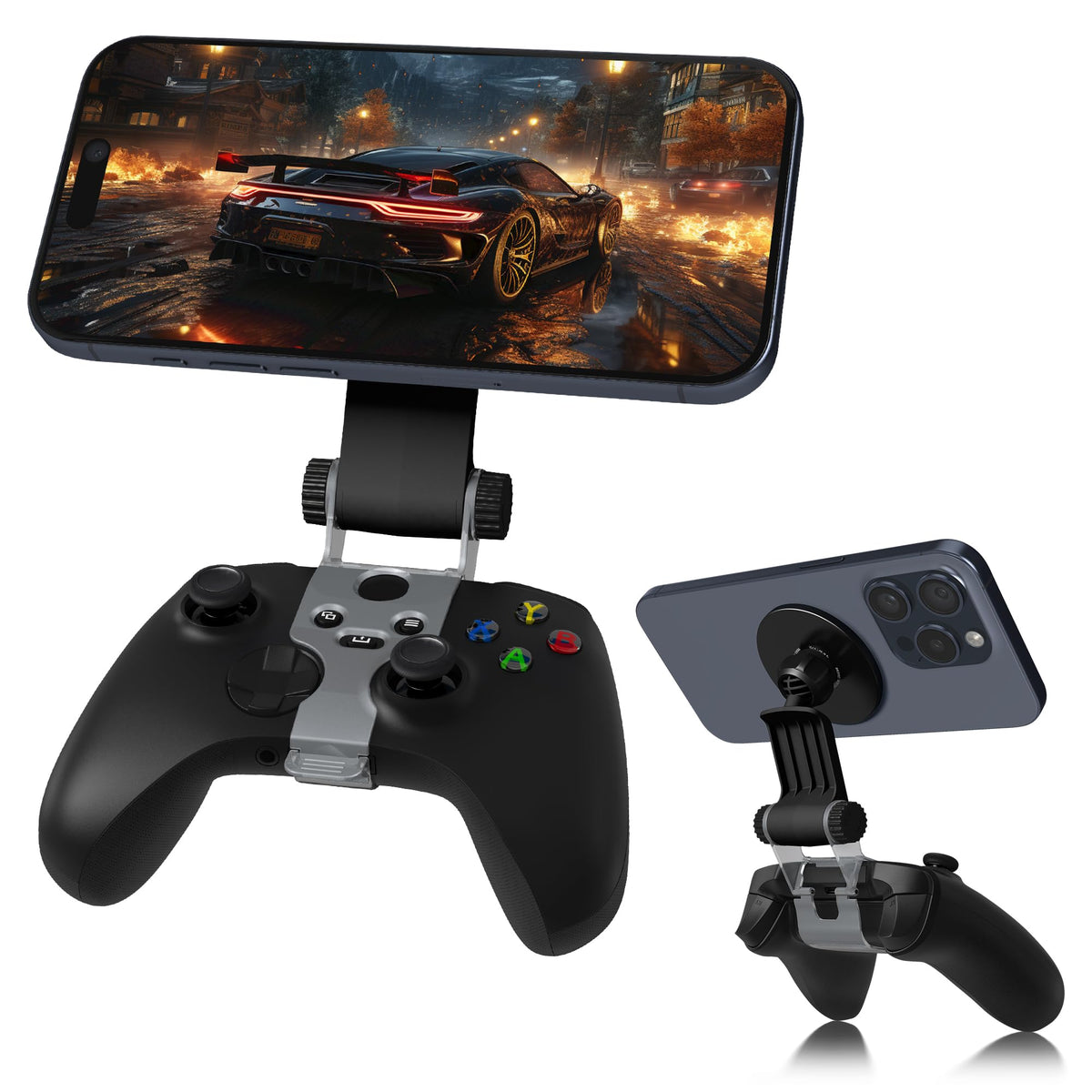 (1 Set) Orzero Magnetic Controller Phone Mount Clip for X box Series X/S  X box One/One S/One X  Adjustable Mag-Safe holder Accessories for iPhone and Android Phones Remote Stream Gaming (Black)