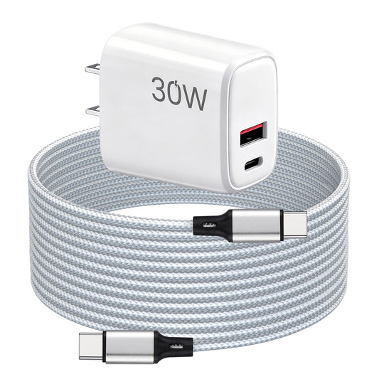 PD30W USB C Fast Charger Compatible with Meta Quest 3S 3 - Dual Port USB + Type C Adapter with 6.6ft C to C Charging Cable for Oculus Quest 2 VR Headsets