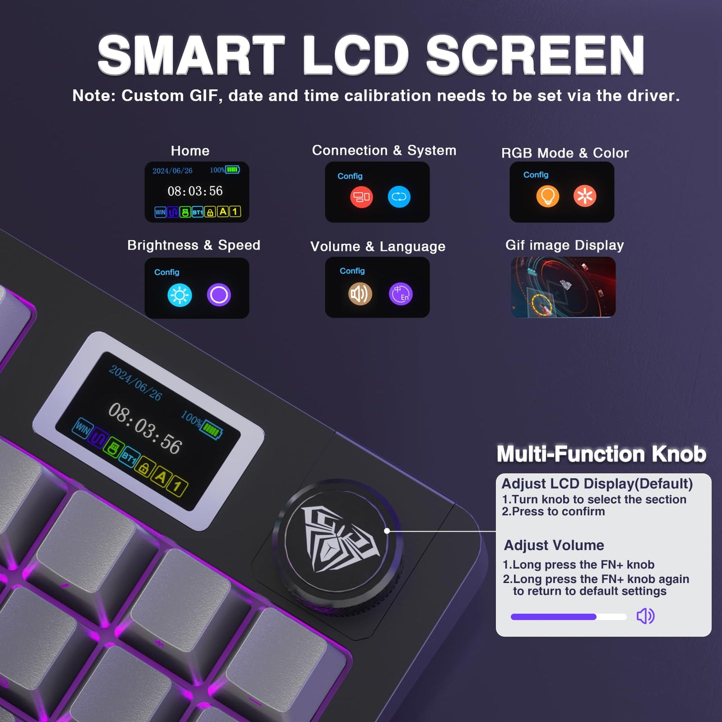 AULA S98 Pro Wireless Mechanical Keyboard - RGB Backlit, Hot Swappable, PBT Keycaps, Black