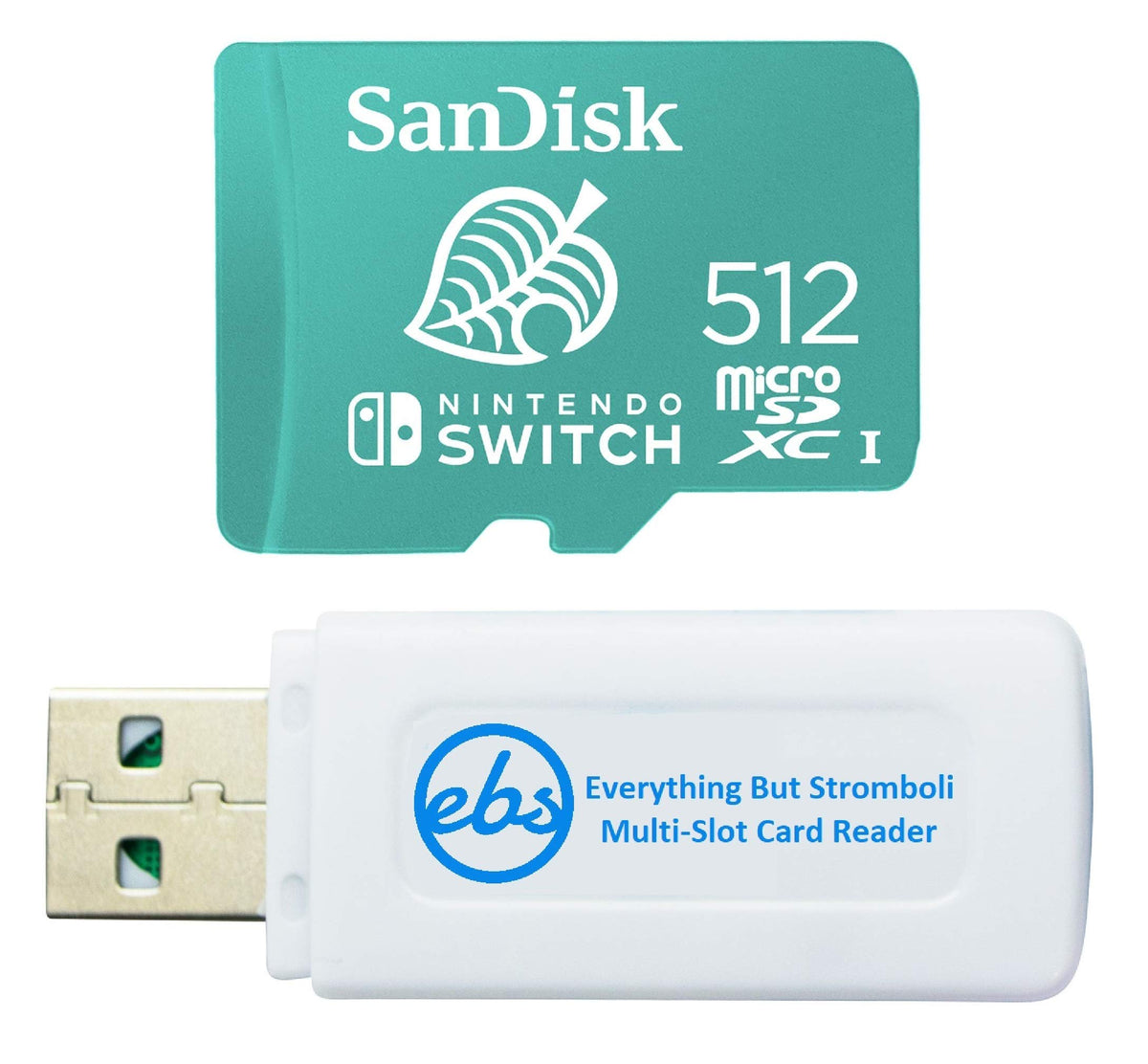 SanDisk Nintendo Switch 512GB MicroSDXC Card Works with Nintendo Switch OLED Model (SDSQXAO-512G-GNCZN) U3  Class 10  4K UHD  UHS-I Bundle with (1) Everything But Stromboli MicroSDXC & SD Card Reader