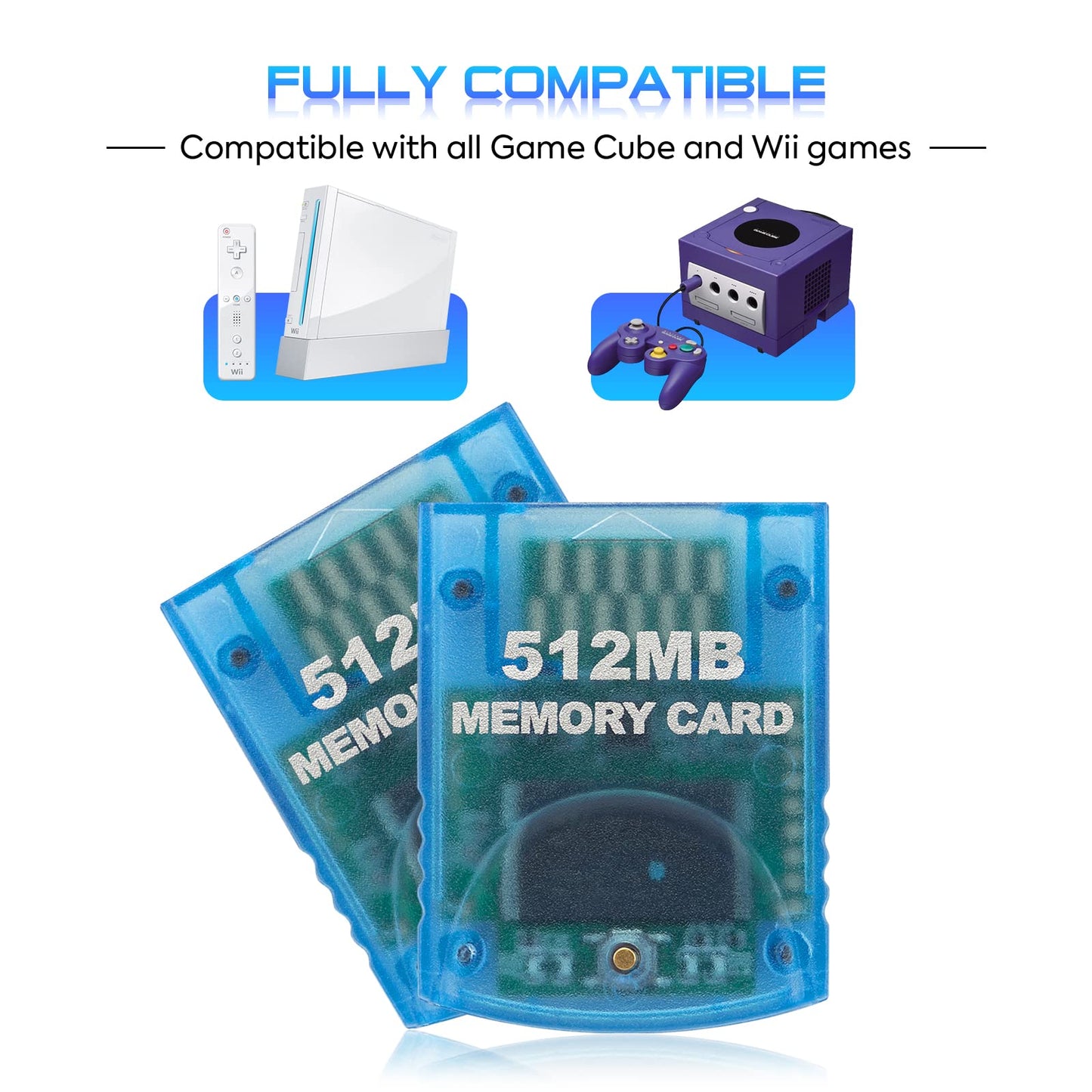 Suncala 512MB Memory Card for Nintendo Gamecube & Wii - Clear, Compatible, High-Quality Storage Solution