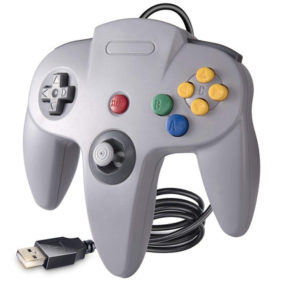 suily 2 Pack USB Wired N64 Controller for PC/MAC/Linux, Black/Gray Gamepad Joystick