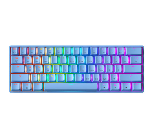 GK61 Mechanical Gaming Keyboard - 61 Keys Multi Color RGB Illuminated LED Backlit Wired Programmable for PC/Mac Gamer (Gateron Optical Blue  Blue)
