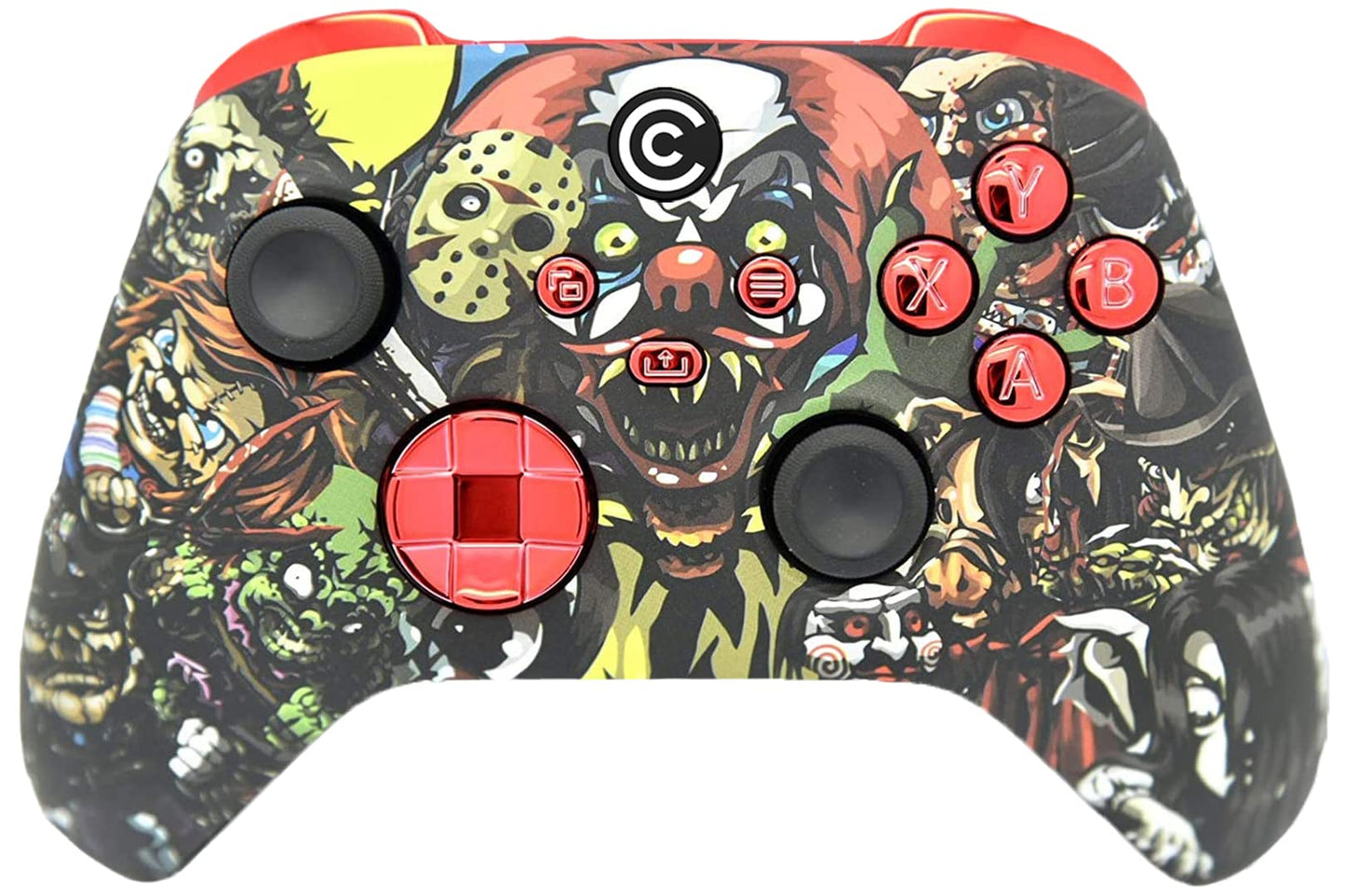 Custom Controllerzz Designer Series Wireless Controller for Xbox & PC - Scary Party & Red Chrome Inserts
