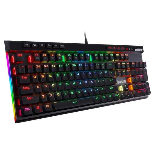 Redragon K580 VATA RGB LED Backlit Mechanical Gaming Keyboard with Macro Keys & Dedicated Media Controls  Hot-Swappable Socket  Onboard Macro Recording (Blue Switches)