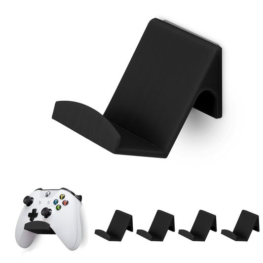 BRAINWAVZ Game Controller Holder Wall Mount Stand - 4 Pack, Black, Fits XBOX, PS5, PS4, Nintendo, Easy to Install, Model BWAVZ-UGC