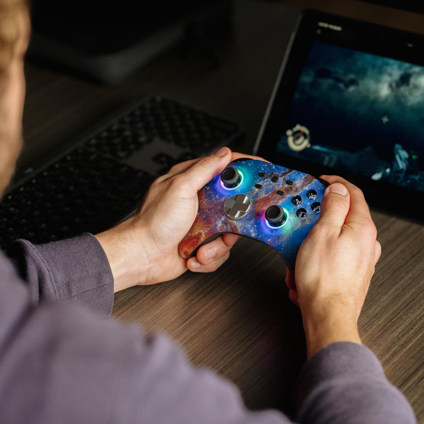 Surge Wireless Pro Controller - Bluetooth Gamepad for Nintendo Switch, PC, Android, Grey Camo, Programmable, Rechargeable, Motion Controls