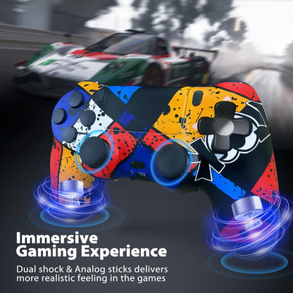 2 Pack Wireless Controller for PS4, Game Remote Controller for PS4/Slim/Pro/PC with Dual Vibration/6-Axis Gyro/3.5mm Audio Jack/