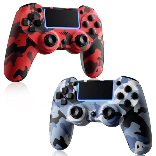 KDYGPDCT 2 Pack Wireless Controller for PS4/Pro/PS3 Wireless Remote Gamepad with 1000mAh Battery | Double Shock | Audio | 6-Axis Motion Sensor | Share Button (Red + Blue)