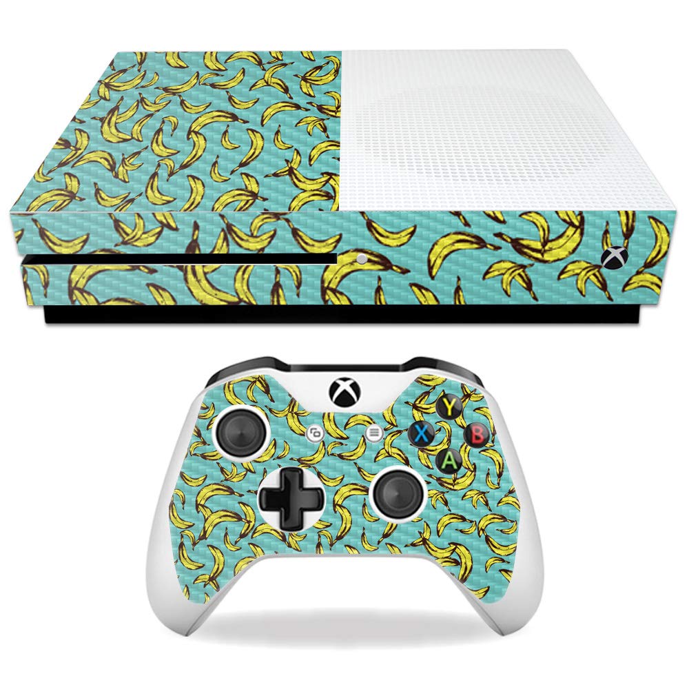MightySkins Carbon Fiber Skin for Microsoft Xbox One S - Bananas | Protective  Durable Textured Carbon Fiber Finish | Easy to Apply  Remove  and Change Styles | Made in The USA