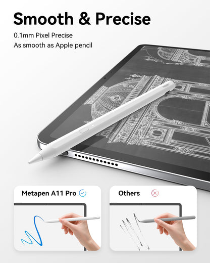 Metapen iPad Pencil A11 - Bluetooth Stylus for iPad 10th/9th, Air 5/4/3, Pro 11" & 12.9", Classic White